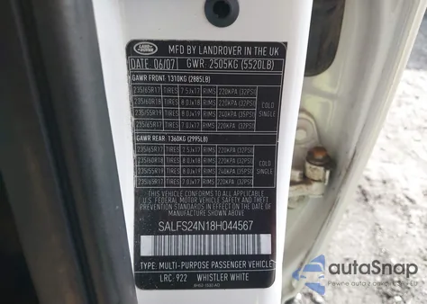 2008 Land Rover Lr2 Se from USA, damaged, VIN SALFS24N18H044567